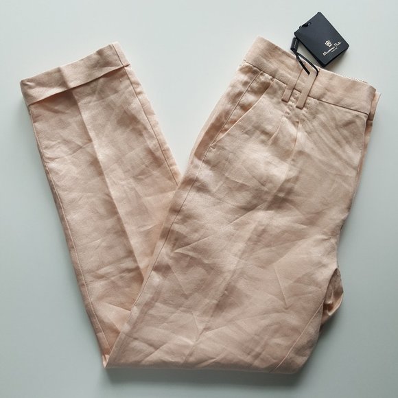 Massimo Dutti Straight Leg Linen Trousers